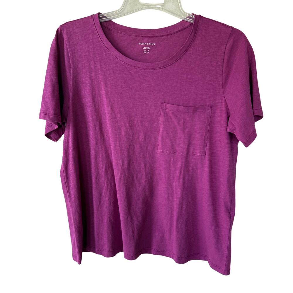 Eileen Fisher Magenta Short Sleeve Pocket Tee